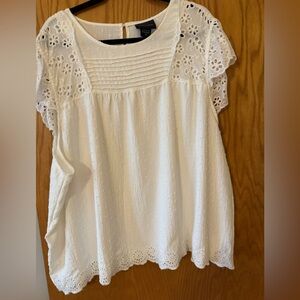 White Eyelet Lace Women's Top